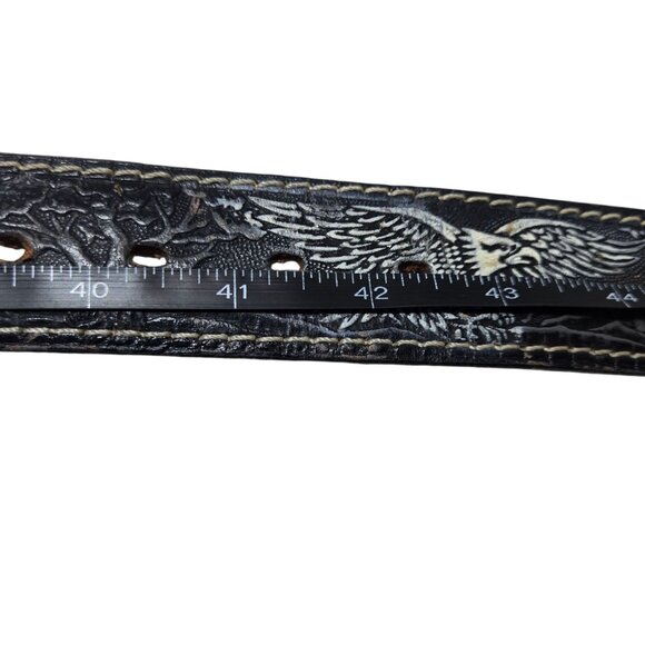 Vintage Tooled Leather Belt Eagle Rabbit Design Size 42 Embossed Western Wear - Picture 7 of 16
